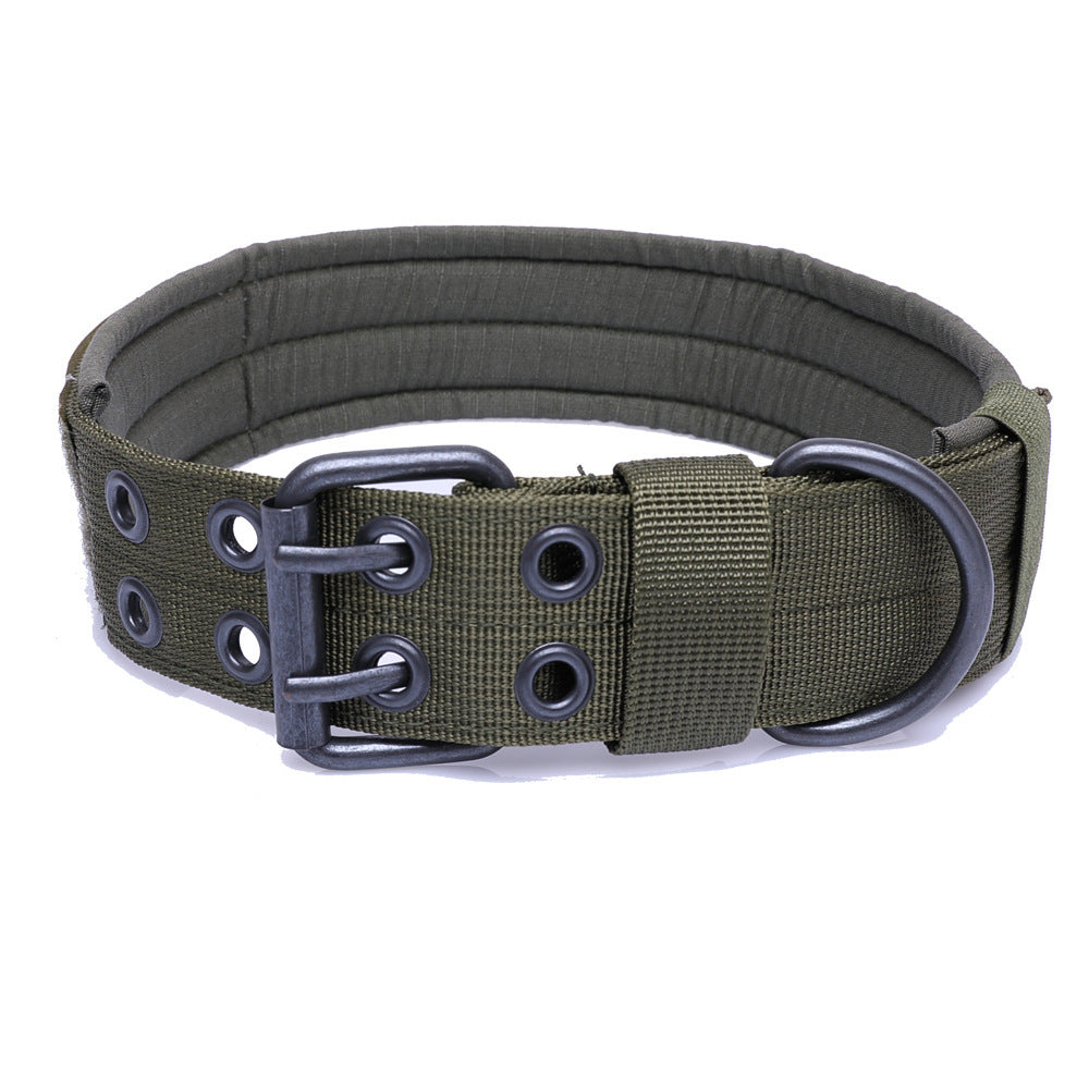 HKM-288659 Adjustable Five-Speed Nylon Pin Buckle Dog Collar - Sizes M, L, XL in Black, Green, Brown, ACU, CP, Sand Number