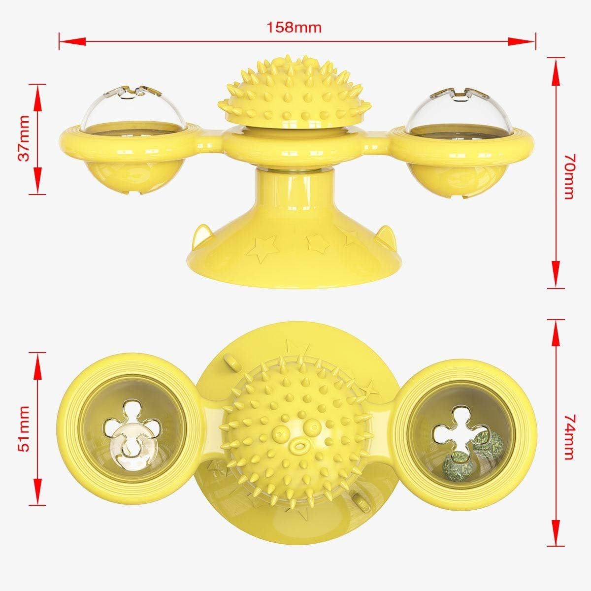 HKM-546003 Interactive Cat Toy with Catnip and LED Light - Suction Cup Windmill Design for Indoor Cats