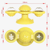 HKM-546003 Interactive Cat Toy with Catnip and LED Light - Suction Cup Windmill Design for Indoor Cats