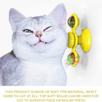 HKM-546003 Interactive Cat Toy with Catnip and LED Light - Suction Cup Windmill Design for Indoor Cats