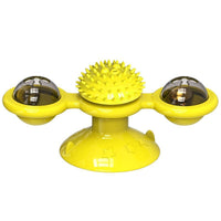 HKM-546003 Interactive Cat Toy with Catnip and LED Light - Suction Cup Windmill Design for Indoor Cats
