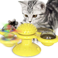 HKM-546003 Interactive Cat Toy with Catnip and LED Light - Suction Cup Windmill Design for Indoor Cats