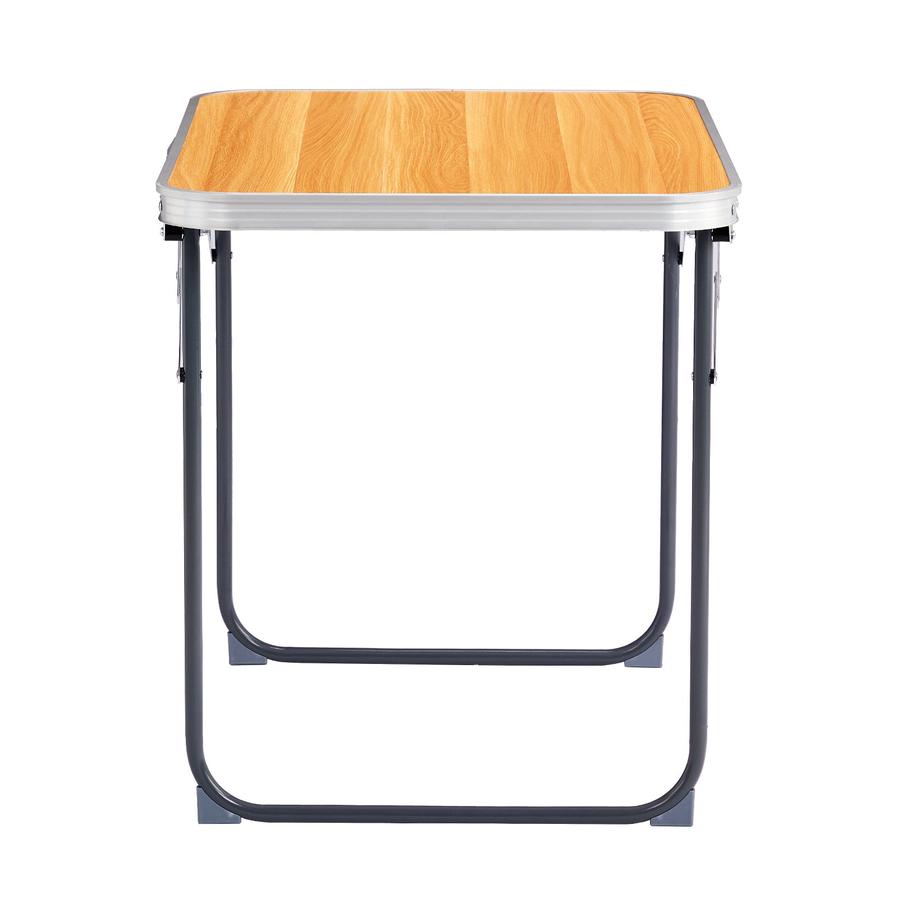 HKM-237267 Outdoor Folding Table - 2.3ft Wood Grain Rectangular Aluminum Alloy, Supports 50kg