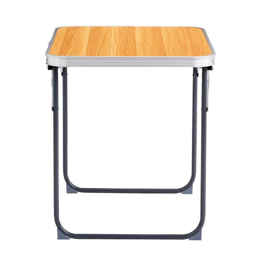 HKM-237267 Outdoor Folding Table - 2.3ft Wood Grain Rectangular Aluminum Alloy, Supports 50kg