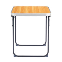 HKM-237267 Outdoor Folding Table - 2.3ft Wood Grain Rectangular Aluminum Alloy, Supports 50kg