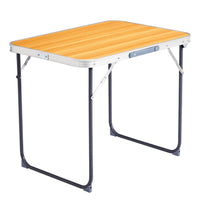 HKM-237267 Outdoor Folding Table - 2.3ft Wood Grain Rectangular Aluminum Alloy, Supports 50kg