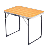 HKM-237267 Outdoor Folding Table - 2.3ft Wood Grain Rectangular Aluminum Alloy, Supports 50kg