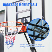 HKM-243859 Adjustable Portable Basketball Hoop with PC Backplate, Large Base and Wheels (7.55-10.00 Ft)