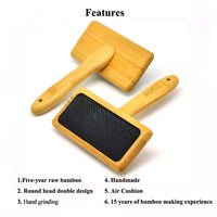 HKM-528595 Bamboo and Wood Air Cushion Needle Comb for Long-Haired Pets - Eco-Friendly Grooming Slicker Brush
