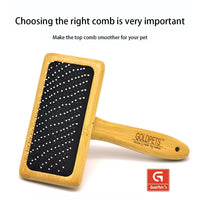 HKM-528595 Bamboo and Wood Air Cushion Needle Comb for Long-Haired Pets - Eco-Friendly Grooming Slicker Brush