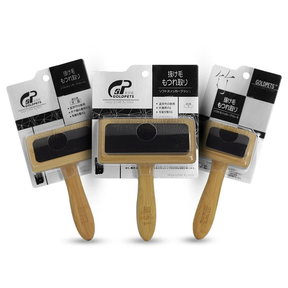 HKM-528595 Bamboo and Wood Air Cushion Needle Comb for Long-Haired Pets - Eco-Friendly Grooming Slicker Brush