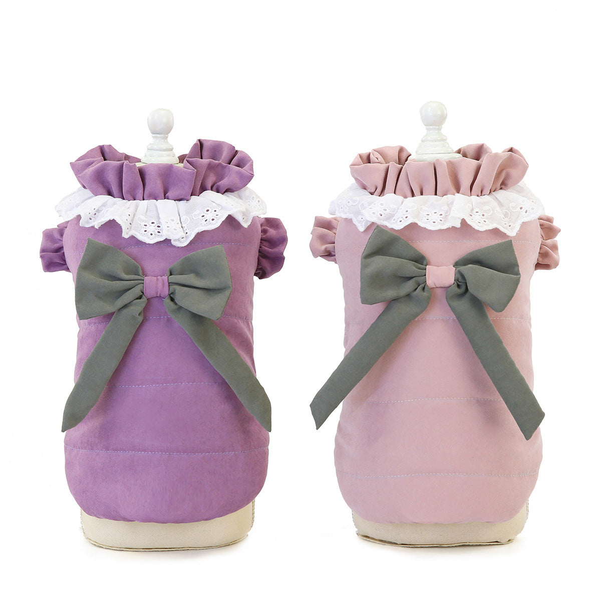 HKM-408403 Lace Collar Vest for Pets - Casual Winter Clothing in Purple and Pink, Cotton, Various Sizes Available