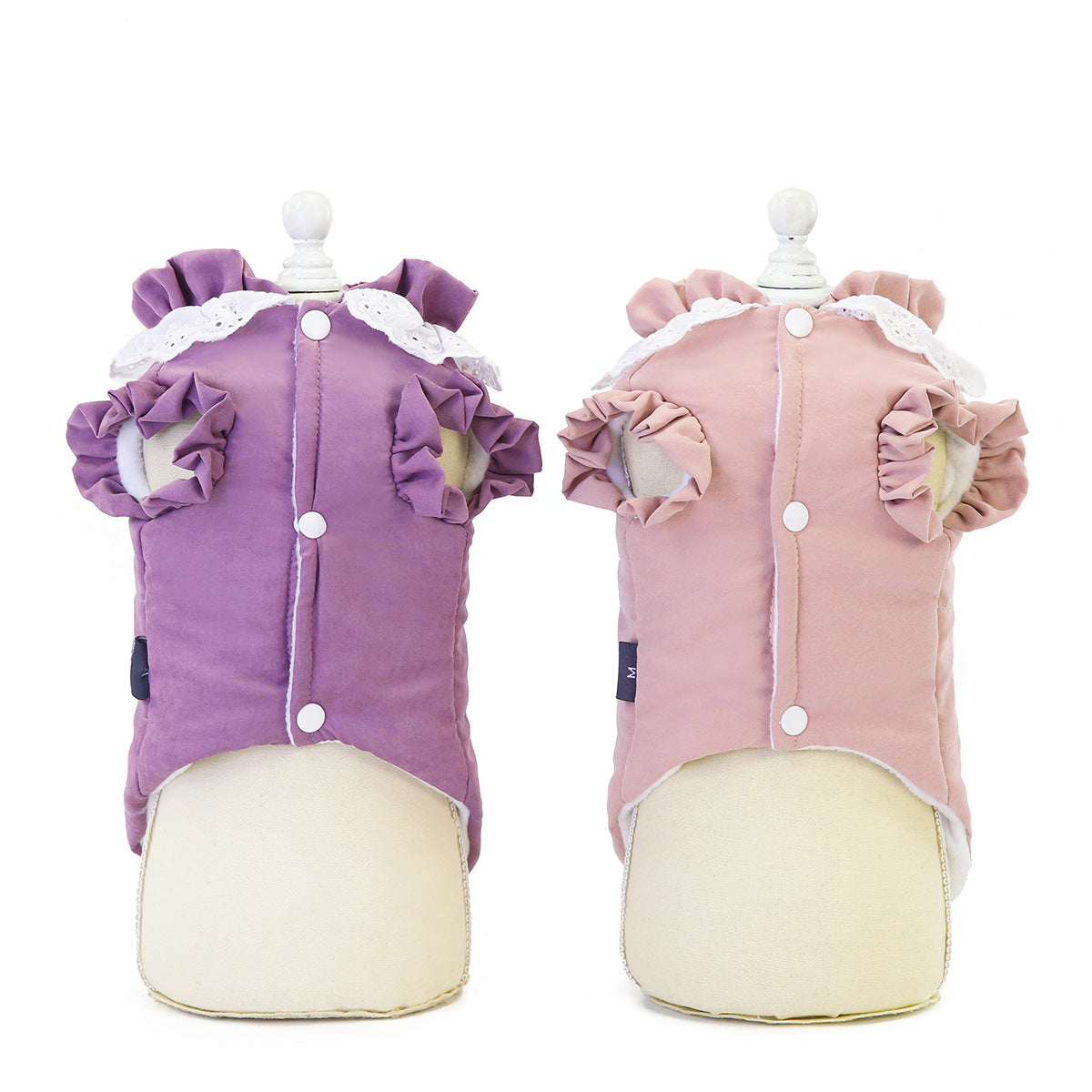 HKM-408403 Lace Collar Vest for Pets - Casual Winter Clothing in Purple and Pink, Cotton, Various Sizes Available