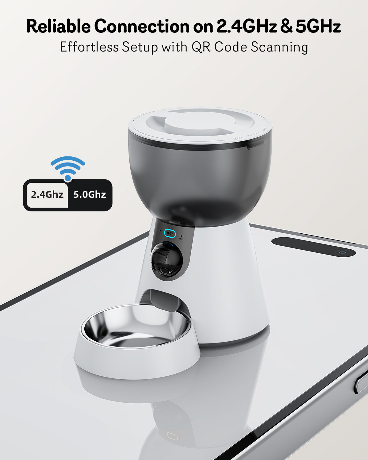 HKM-610387 Automatic Cat Feeder with 1080P HD Camera, Night Vision, 5G WiFi, Two-Way Audio, and 4L Capacity
