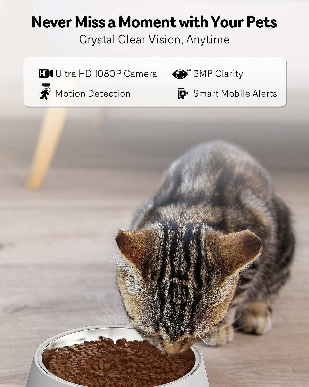 HKM-610387 Automatic Cat Feeder with 1080P HD Camera, Night Vision, 5G WiFi, Two-Way Audio, and 4L Capacity