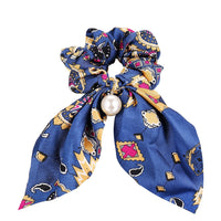 HKM-557587 Large Intestine Circle Hair Tie with Pearl Pendant – Retro European and American Style Bowknot Accessory
