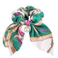 HKM-557587 Large Intestine Circle Hair Tie with Pearl Pendant – Retro European and American Style Bowknot Accessory