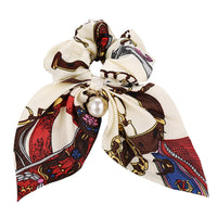 HKM-557587 Large Intestine Circle Hair Tie with Pearl Pendant – Retro European and American Style Bowknot Accessory