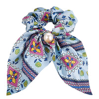 HKM-557587 Large Intestine Circle Hair Tie with Pearl Pendant – Retro European and American Style Bowknot Accessory