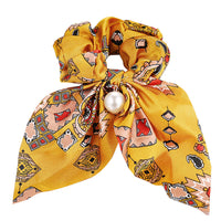 HKM-557587 Large Intestine Circle Hair Tie with Pearl Pendant – Retro European and American Style Bowknot Accessory