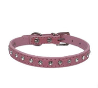 HKM-301011 Diamond Rhinestone Dog Collar - Soft Microfiber with Comfortable Fit