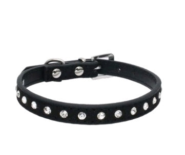 HKM-301011 Diamond Rhinestone Dog Collar - Soft Microfiber with Comfortable Fit
