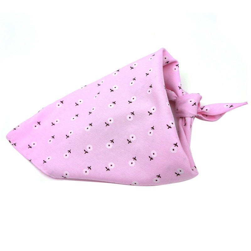 HKM-946515 Double Cotton Triangle Scarf for Dogs - Stylish Pet Accessory in Multiple Sizes