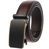 HKM-824467 Automatic Ratchet Buckle Cowhide Leather Belt for Men - Model LY36-22032-1