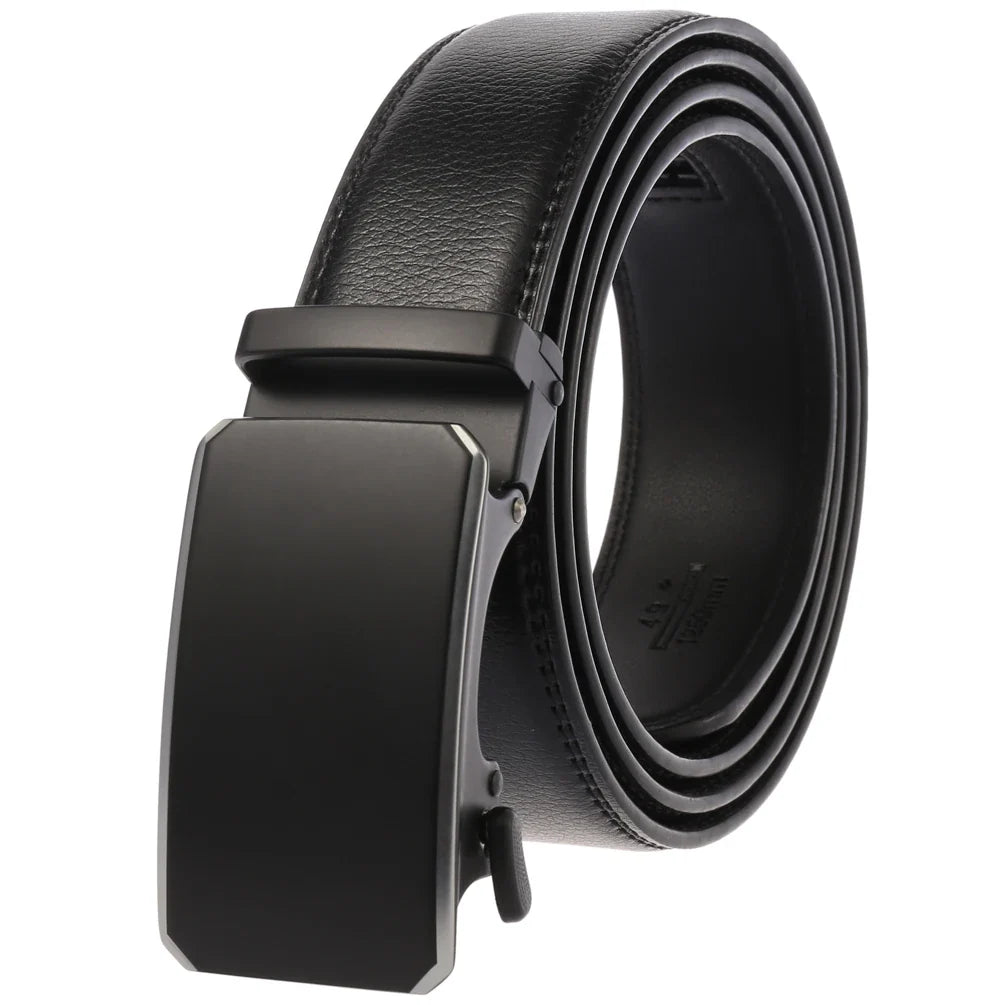 HKM-824467 Automatic Ratchet Buckle Cowhide Leather Belt for Men - Model LY36-22032-1