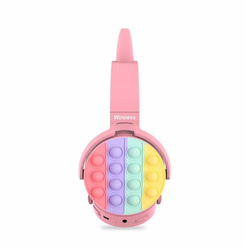 KTX-113235 Bluetooth Children's Headphones with Fidget Pop Elements - Comfortable On-Ear Design, 18-Hour Playtime, Fun Stress Relief and Sensory Toy