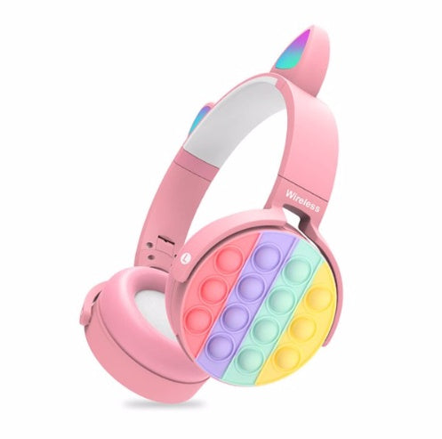 KTX-113235 Bluetooth Children's Headphones with Fidget Pop Elements - Comfortable On-Ear Design, 18-Hour Playtime, Fun Stress Relief and Sensory Toy