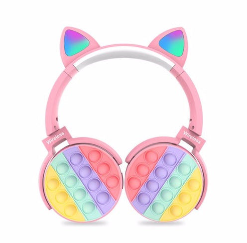 KTX-113235 Bluetooth Children's Headphones with Fidget Pop Elements - Comfortable On-Ear Design, 18-Hour Playtime, Fun Stress Relief and Sensory Toy