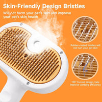 HKM-278803 3-in-1 Pet Steam Brush with Waterless Shampoo and Ear Wipes for Cats and Dogs
