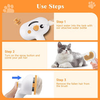 HKM-278803 3-in-1 Pet Steam Brush with Waterless Shampoo and Ear Wipes for Cats and Dogs