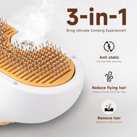 HKM-278803 3-in-1 Pet Steam Brush with Waterless Shampoo and Ear Wipes for Cats and Dogs