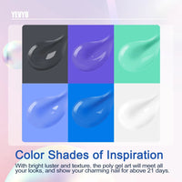 HKM-713427 6-Piece Polygel Nail Kit with UV Lamp, Slip Solution, and Nail Art Tools for Beginners