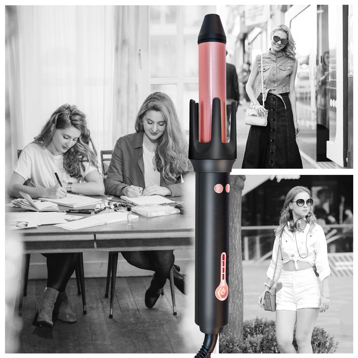 HKM-189075 Automatic Anti-Scald Wet and Dry Dual-Use Curling Iron with Tourmaline Ceramic Heat Conductor, 10 Temperature Settings