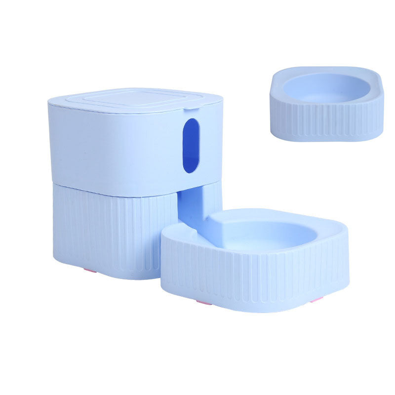 HKM-946771 Creative Magnetic Pet Bowl Feeder Set - Versatile Drinking Fountain, Feeder, or Water Dispenser in Pink, Blue, Gray, and White