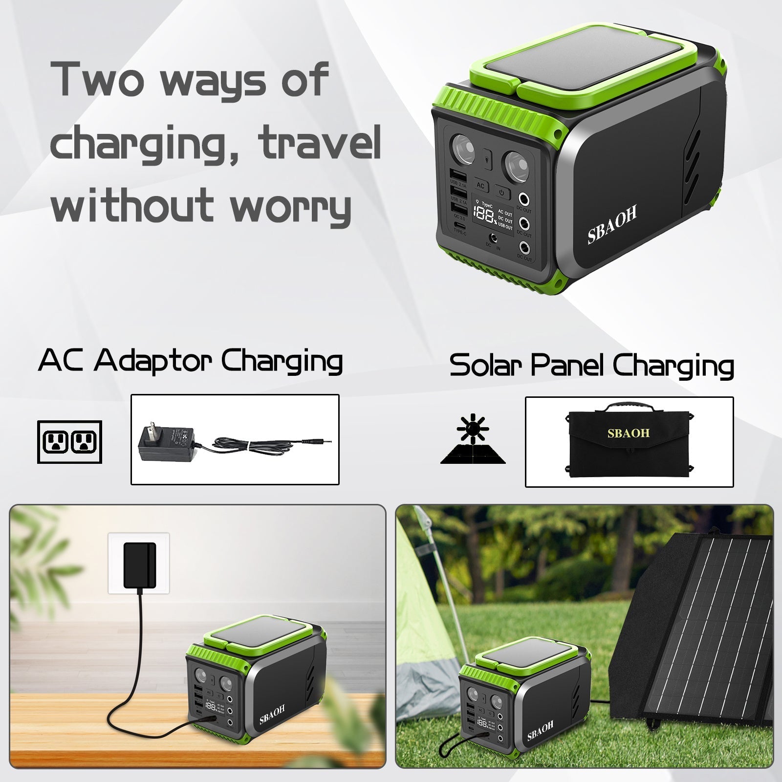 KTX-021267 Portable 110V Power Station, 148Wh Solar Generator, 40000mAh Battery Backup for Camping and Emergency Use