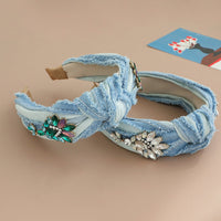 HKM-488595 Brushed Denim Plaid Headband for Women - Versatile Fabric Hair Accessory