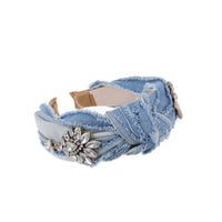 HKM-488595 Brushed Denim Plaid Headband for Women - Versatile Fabric Hair Accessory