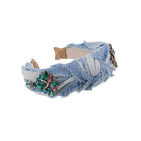 HKM-488595 Brushed Denim Plaid Headband for Women - Versatile Fabric Hair Accessory