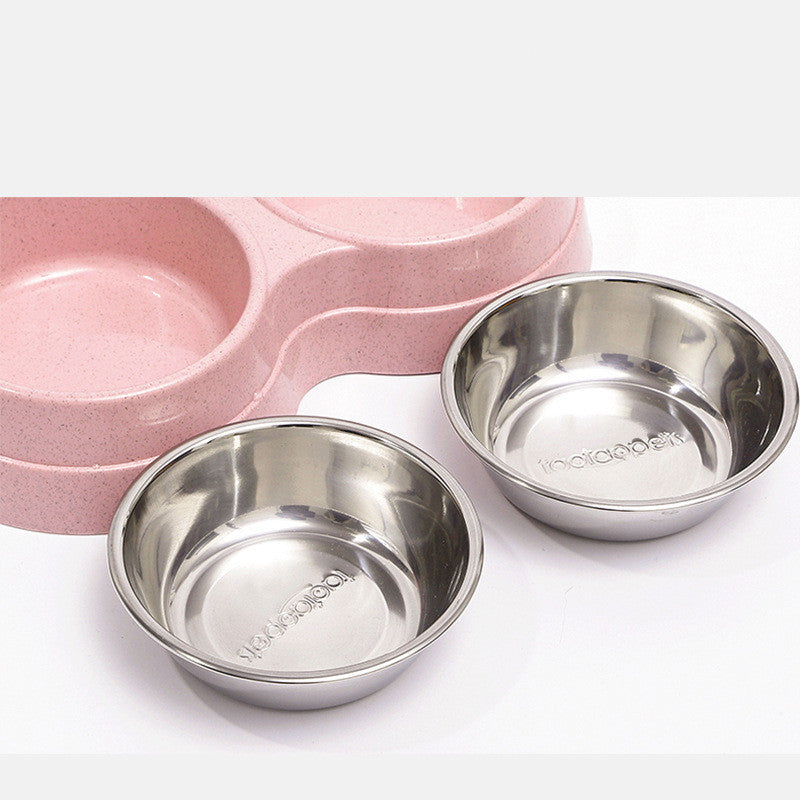 HKM-600979 Dual-Purpose Dog Bowl for Water and Food, Straw Material, Available in Blue, Green, and Pink, 24.5*13.5*4.6 cm