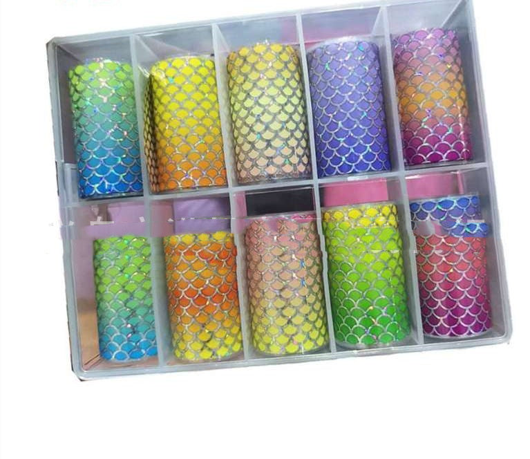 HKM-038803 Nail Starry Sky Transfer Stickers - 10 Color Variety for Unique Nail Art