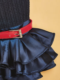 HKM-307283 Wool Princess Skirt Sweater Set for Female Pets in Gray and Navy Blue