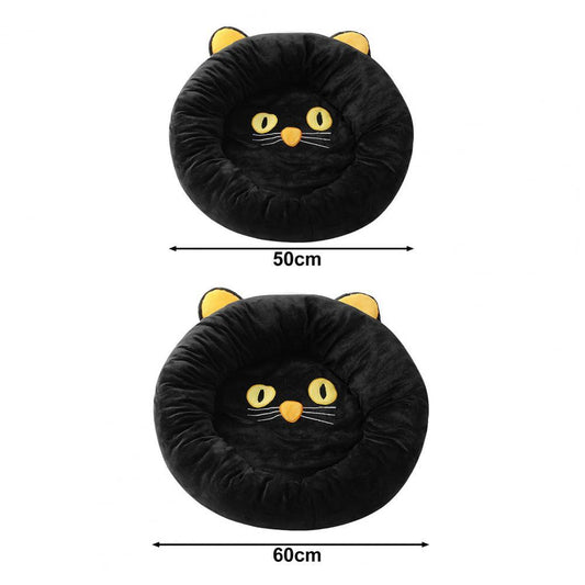 HKM-875475 Cozy Black Cat-Shaped Pet Nest Bed with Head and Neck Support for Cats