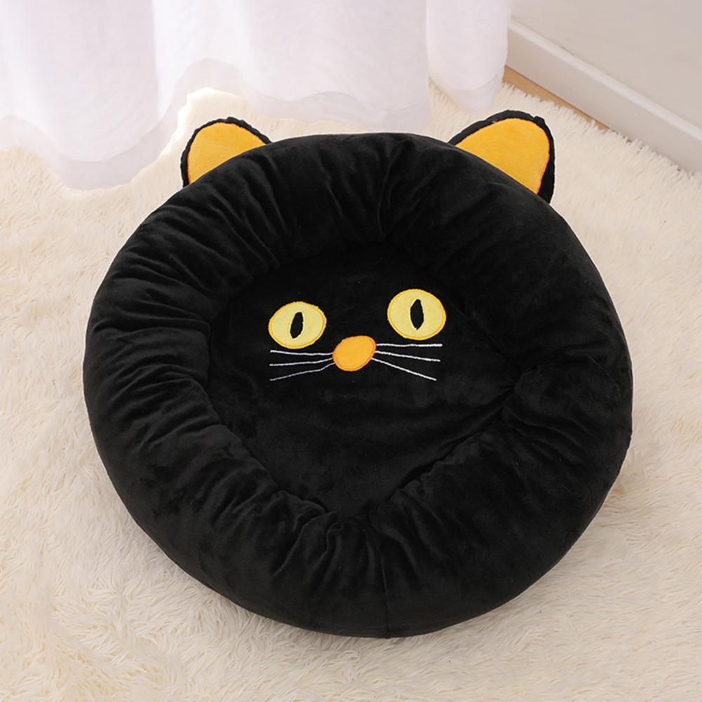HKM-875475 Cozy Black Cat-Shaped Pet Nest Bed with Head and Neck Support for Cats