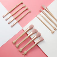 HKM-218387 12-Piece Makeup Brush Set with Pink Storage Bag - Soft Microcrystalline Silk Bristles for Flawless Application