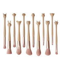 HKM-218387 12-Piece Makeup Brush Set with Pink Storage Bag - Soft Microcrystalline Silk Bristles for Flawless Application