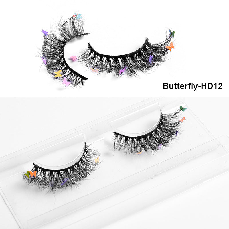 HKM-765203 Multi-Layered Artificial Mink Hair Butterfly False Eyelashes with Natural Curl